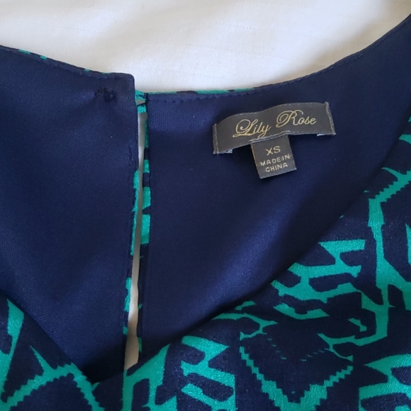 2/$15‼👗 Navy Blue & Teal Tribal Print Dress - Picture 3 of 7